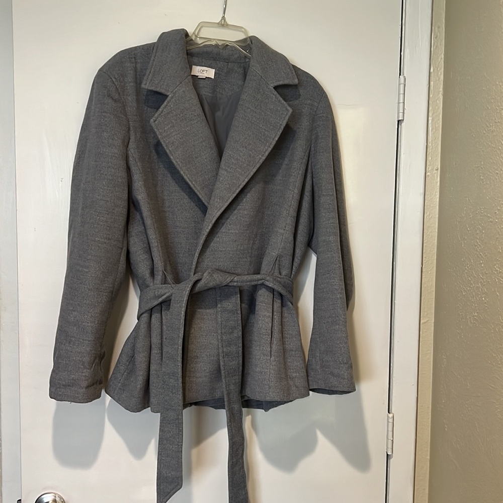 Grey Open Front Belted Jacket - image 2